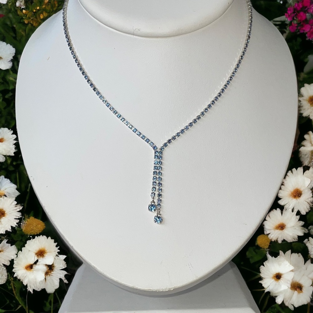 Roberta Chiarella light sapphire rhinestone lariat necklace